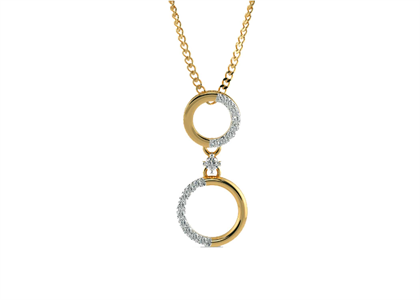 Gold Plated CZ Double Circle Pendant